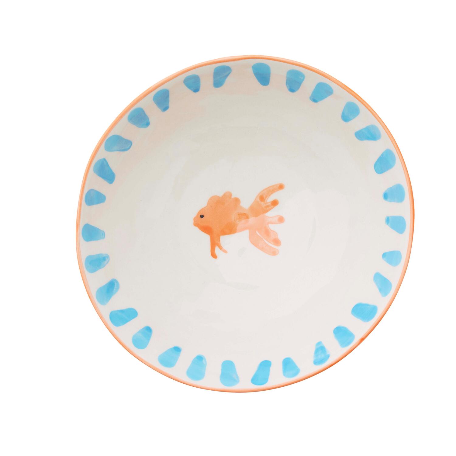 Aqua skål m. fisk, blå/orange - D16 cm